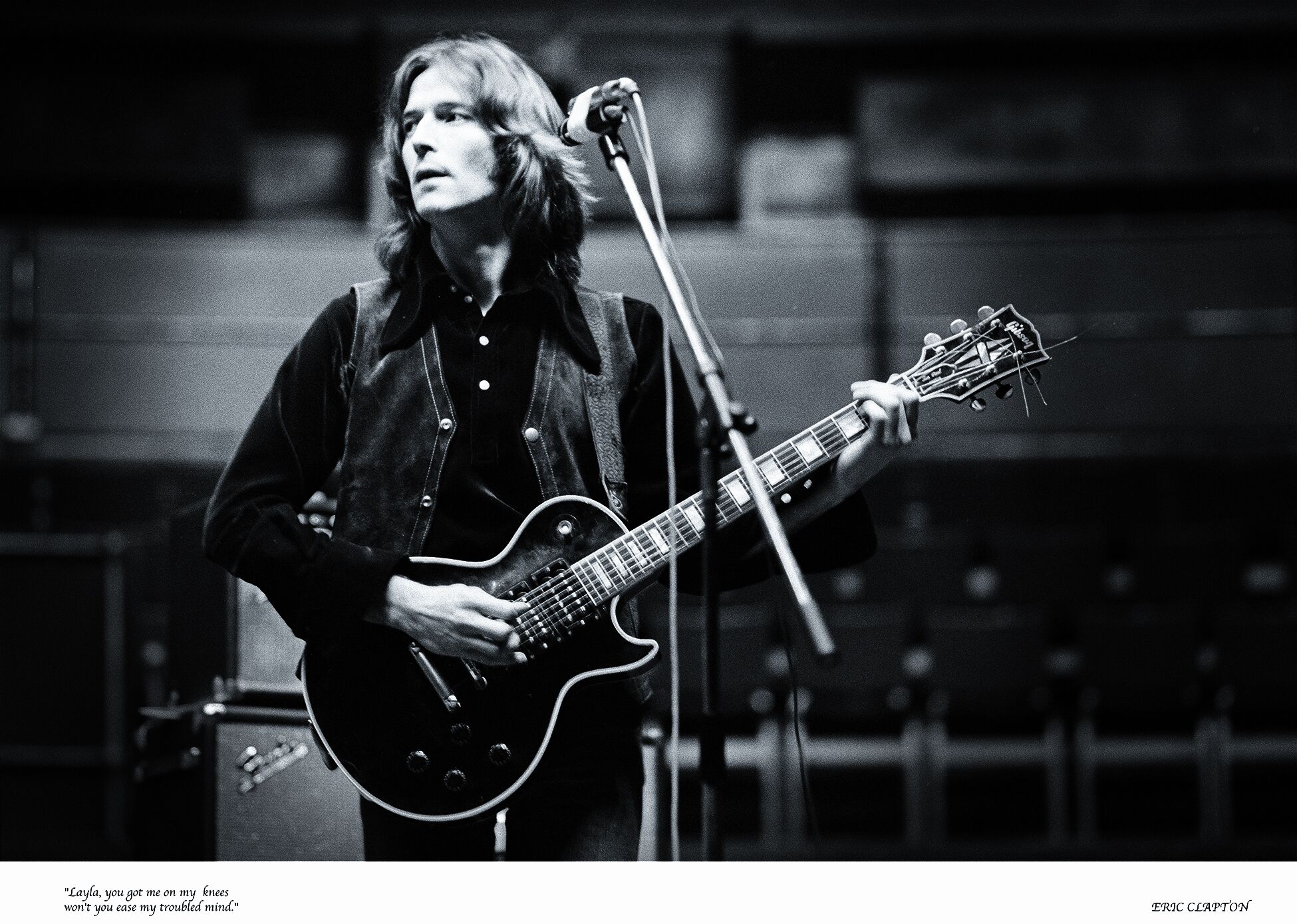 Eric Clapton at the Albert Hall, London, late 1960s. - Peter Sanders Peter Sanders - Eric Clapton at the Albert Hall Layla you got me on my knees 39in x 28 £500 £ 750 copy